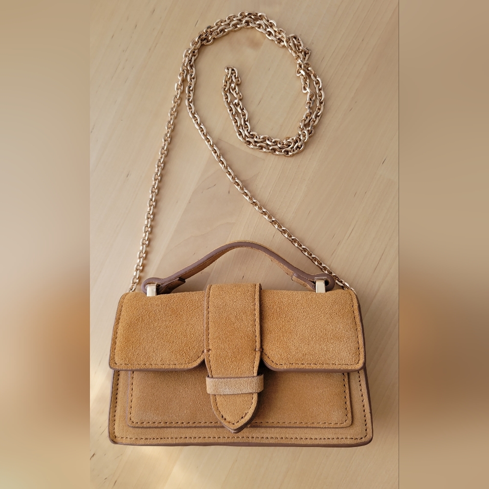 Mango genuine suede leather crossbody mini bag